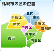 札幌市の区の位置